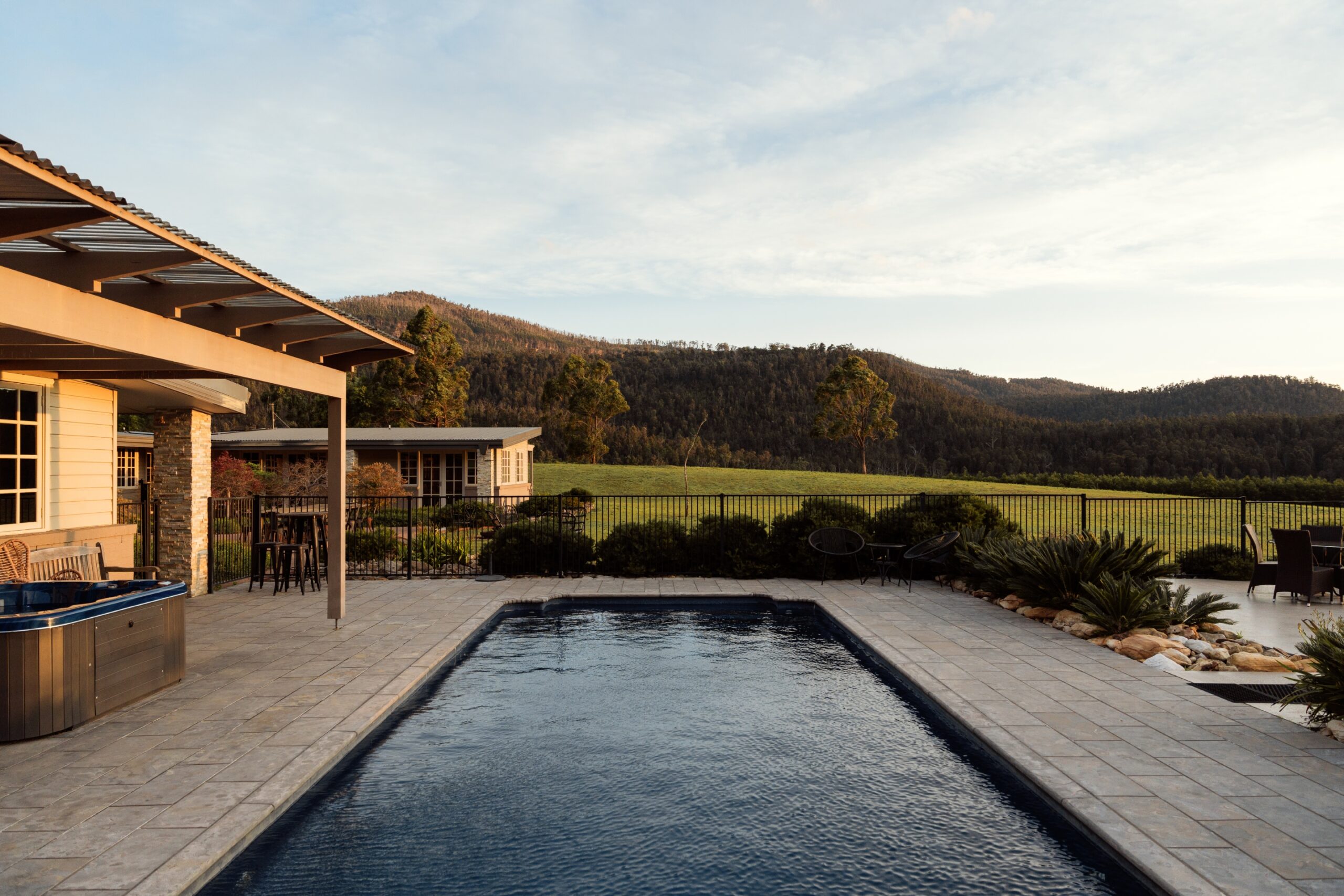 The property at Lake David, with the water and the escarpment beyond.